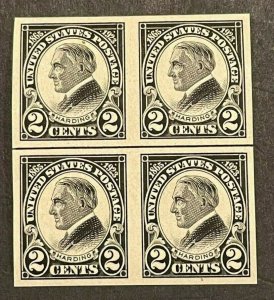 Scott#: 611 - Harding 1923 Harding Imperforate Centerline Block OG MNH - Lot 1