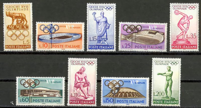 Italy 1960 MNH Stamps Scott 799-807 Sport Olympic Games Art Stadiums