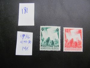 GERMANY 1936 MNH SC 479-480 SET VF  14 EUROS (181)