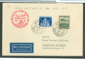 Germany 476/C58 August 30, 1936 Leipzig cancel on a cover flown on the Graf Zeppelin (LZ127) to Frierichshaven then onwoard to t