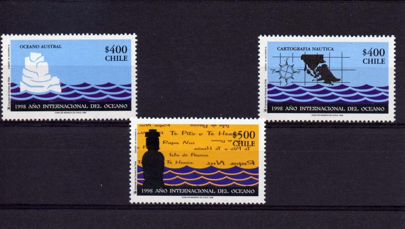 Chile 1998 YEAR OF THE OCEAN set (3) Perforated Mint (NH)
