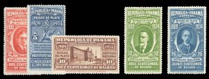 Panama #269-273 Cat$20.50, 1923 2c-15c (without 1c), hinged