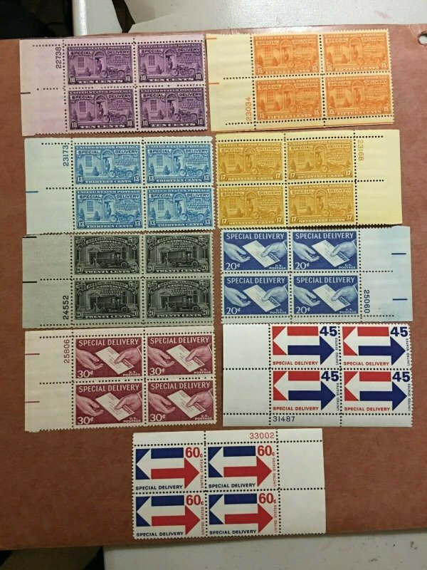 US Scott E1523 special delivery stamps Plate Block of 4 Mint NH, 9