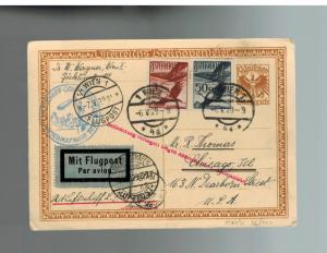 1929 Vienna Austria Graf Zeppelin postcard cover Northamerica Flight to USA