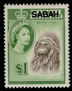 MALAYSIA - Sabah QEII SG420, $1 brown & yellow-green, NH MINT. Cat £16. 