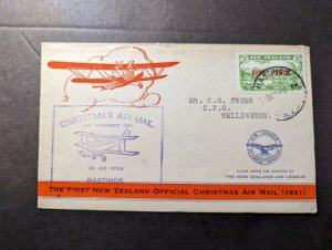 1931 New Zealand Cover Special Christmas Eve Flight Hastings to Wellington