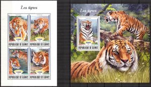 Guinea 2018 Wild Cats Tigers sheet + S/S MNH