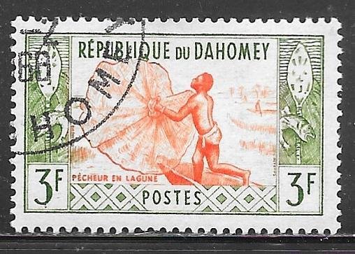 Dahomey 143: 3f Fisherman with Cast Net, CTO, VF