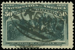 US SCOTT #240 High Value COLUMBIAN, Strong Color! SCV $175.00.