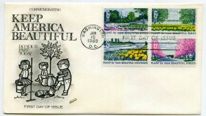 1365-68 Beautification of America, Fleetwood, block of 4, FDC