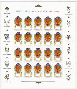 2022 Lunar New Year Series:Year of the Tiger, Sheet of 20,VF MNH**