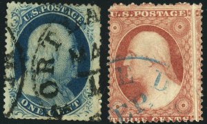 USA #24 #25 Postage Stamps Used