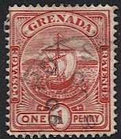 GRENADA 1906 Sc 69, 1d Ship, used