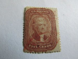 US Stamps, Scott # 27, Used, APS Certificate. Brick Red 1858, CV $ 1450.00+