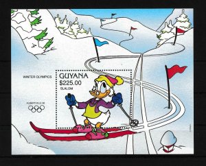 [22582] Guyana 1991 Disney Donald Duck at Winter Olympics slalom MNH