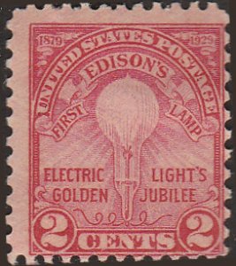 # 655 Mint Hinged Carmine Rose Thomas Edison Light Bulb