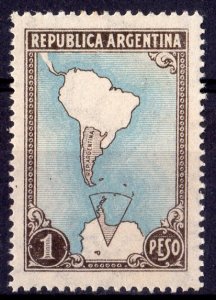 Argentina 1951 Sc#594 MAP SHOWING ANTARCTIC CLAIMS (1) MNH