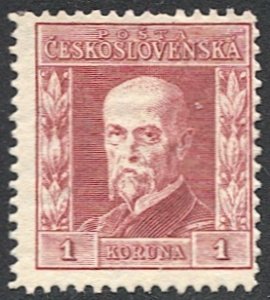 CZECHOSLOVAKIA 1925  Sc 102, Mint LH 1k Masaryk, cv $35