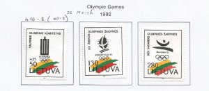 LITHUANIA - 1992 - Olympic Games -  Perf 3v Set - M L H