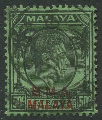 Straits Settlements - Scott 267 - KGVI Overprint - 1945 - FU - 50c Stamp