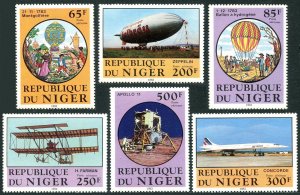 Niger C318-C323,MNH.Mi 825-830.Manned flight,200,1983.Balloons,Zeppelin,Concorde