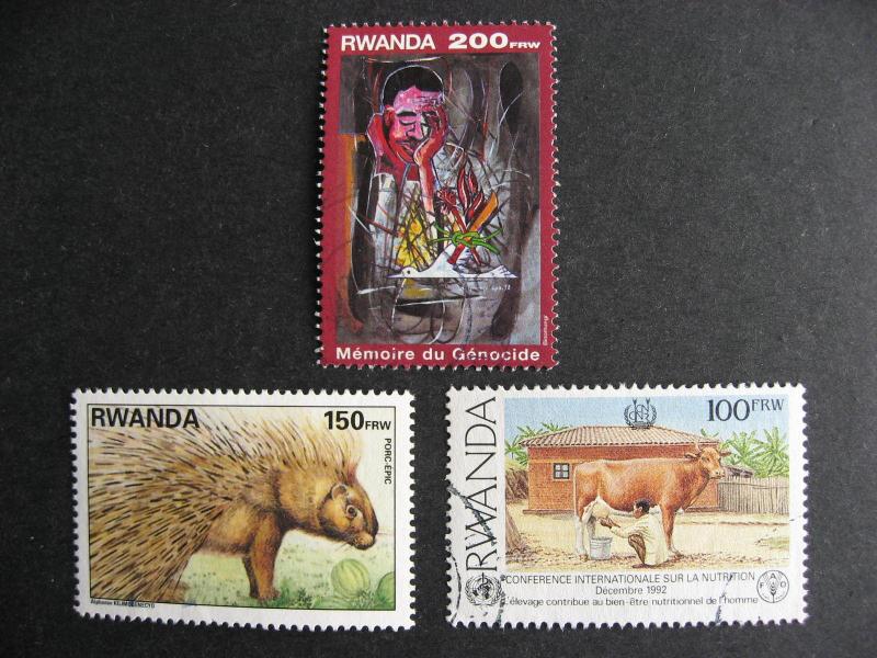 Rwanda Sc 1383, 1387, 1393 used modern singles, check them out! 