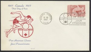 1967 #472 Pan-Am Games FDC H&E Cachet Winnipeg