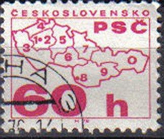 CZECH REPUBLIC, 1976 used  60h  Coil Stamps. Postal Code Campaign.