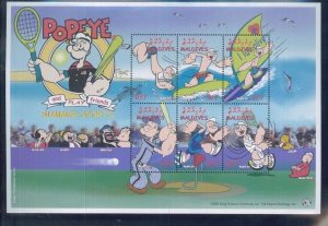 2002 Maldives Commemorative Souvenir Stamp Sheet - Popeye Summer Sports