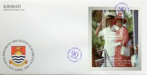 Kiribati 2016 FDC Queen Elizabeth II 90th Birthday 1v M/S Cover Royalty Stamps