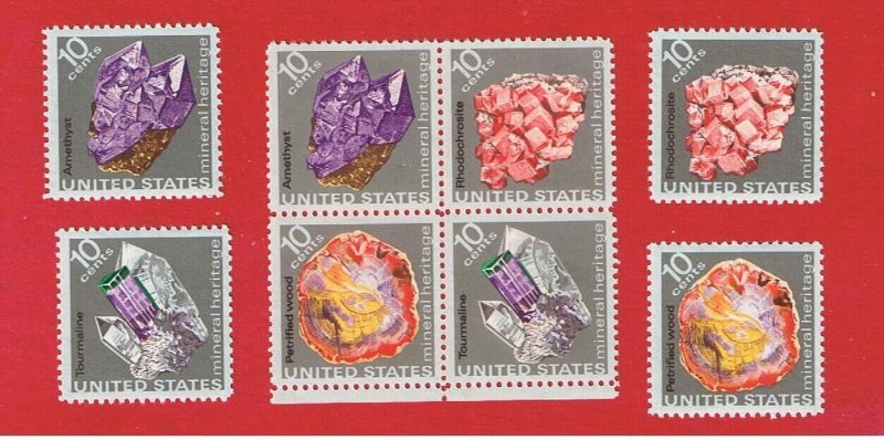 #1538-1541  MNH OG block of 4 & singles Minerals Free S/H