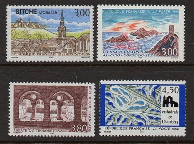 France 1996 Chambery Var Moselle VF MNH (2526-9)