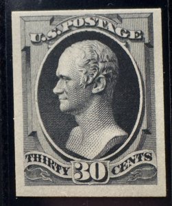 US 165P4 30c Hamilton Proof on Card VF