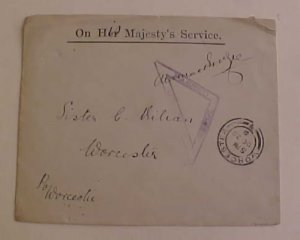 CAPE OF GOOD HOPE  OHMS  1901 CENSOR COVER B/S  WORCESTER