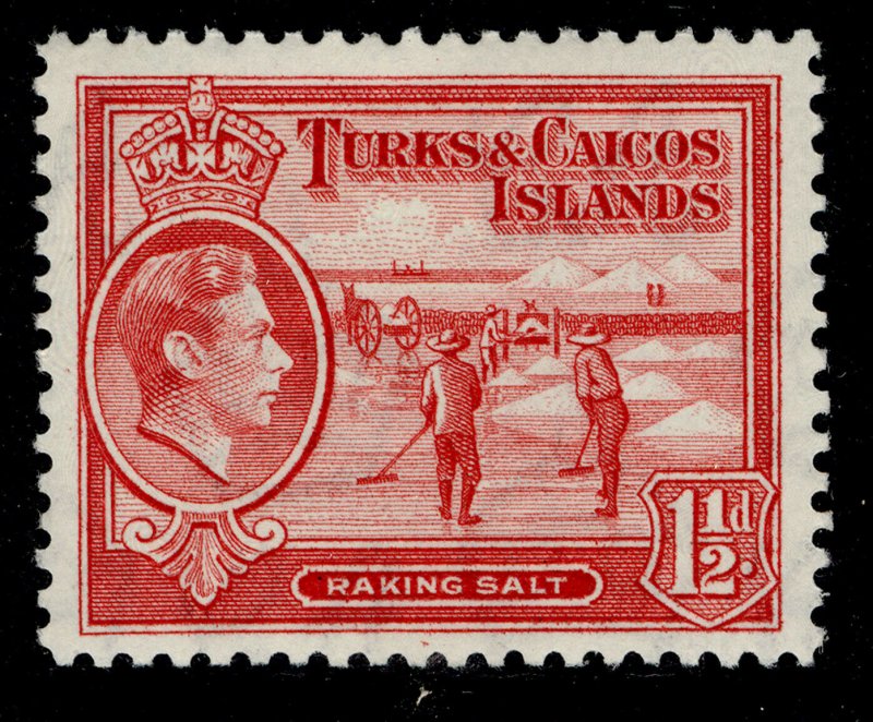 TURKS & CAICOS ISLANDS GVI SG197, 1½d scarlet, M MINT.