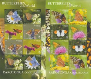 Cook Is. MNH Sc 1721-22 sh IMPERF Mi 178-83 KB Value 320 Euro Butterfly RAROTONG