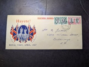 1947 British Southern Rhodesia Royal Visit Souvenir Cover Bulawayo Local Use 2