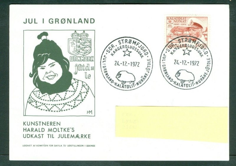 Greenland. Christmas Card,Design. 1972  King 60+10 Ore Sc# B5. Engraver: Slania.