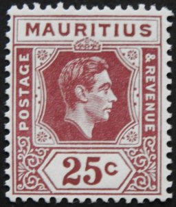 Mauritius 1938 George VI Twenty Five Cents SG 259 mint