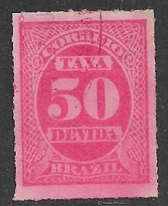 BRAZIL 1889 50r Rouletted Postage Due Sc J3 VFU