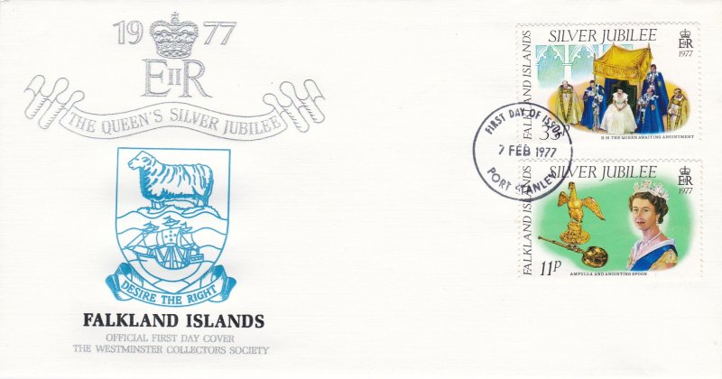 Falkland Islands # 255-256,Q E Silver Jubilee, First Day Cover