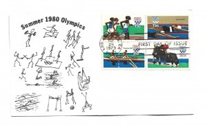 1791-94 Summer Olympic re block of 4 FDC