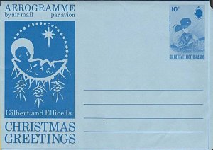 GILBERT & ELLICE IS 1973 Christmas 10c aerogramme unused....................L496