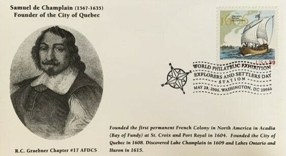 Graebner Chapter AFDCS 4073 de Champlain WPS Explorers and Settlers Day CXL FDC