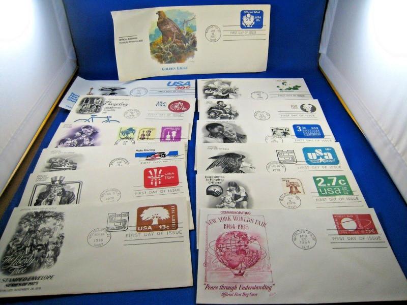 U.S. FIRST DAY COVER SETS - LOT of 13 - 1964-1983 - STAMPED ENVELOPES  (FDC-33x)