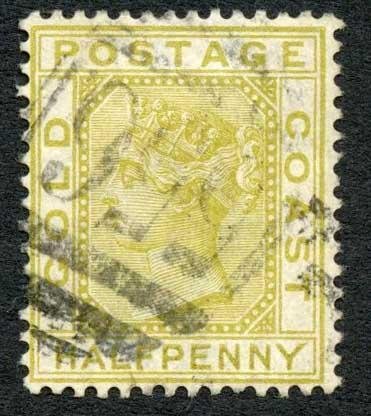 Gold Coast SG9 1/2d Olive-yellow wmk Crown CA Fine used Cat 90 pounds 