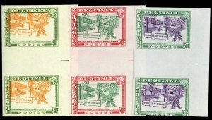 Guinee #372-374, 1965 World's Fair, three interpanneau vertical pairs, center...