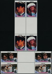 Nevis 521-2 Gutter Pairs MNH Duke & Dutchess of York o/p