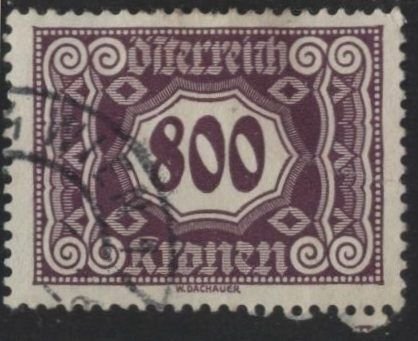 Austria J123 (used) 800k numeral, plum (1922)
