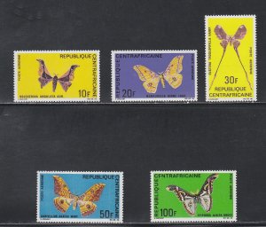 Central Africa # C66-70, Butterflies & Moths, Mint NH, 1/2 Cat.